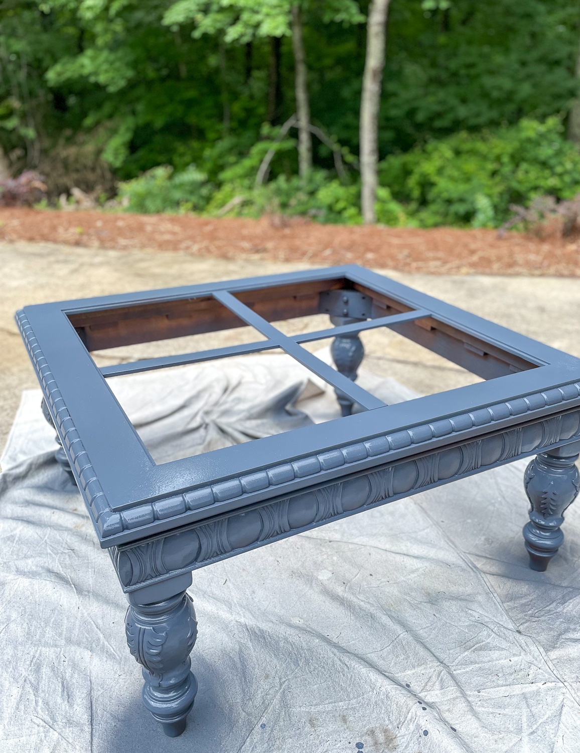 blue coffee table without rattan 