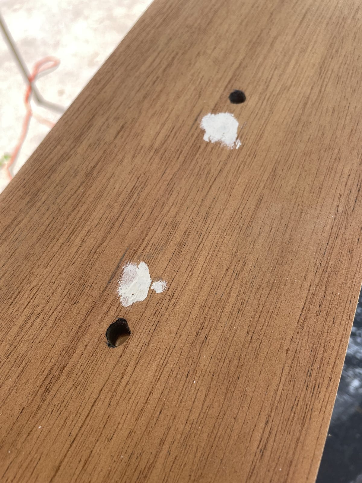 patched holes on drawer front