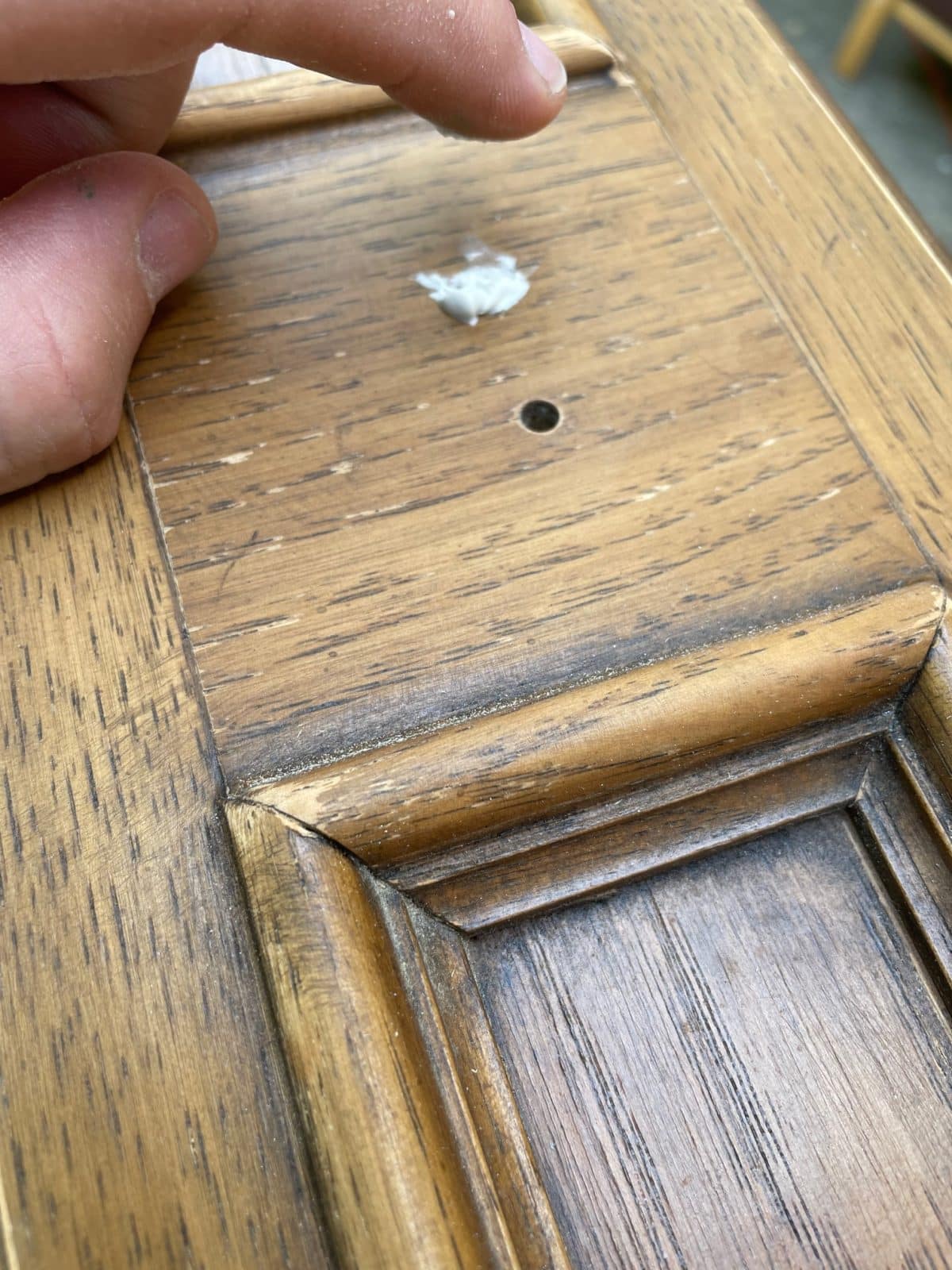 filling old hardware holes with wood filler