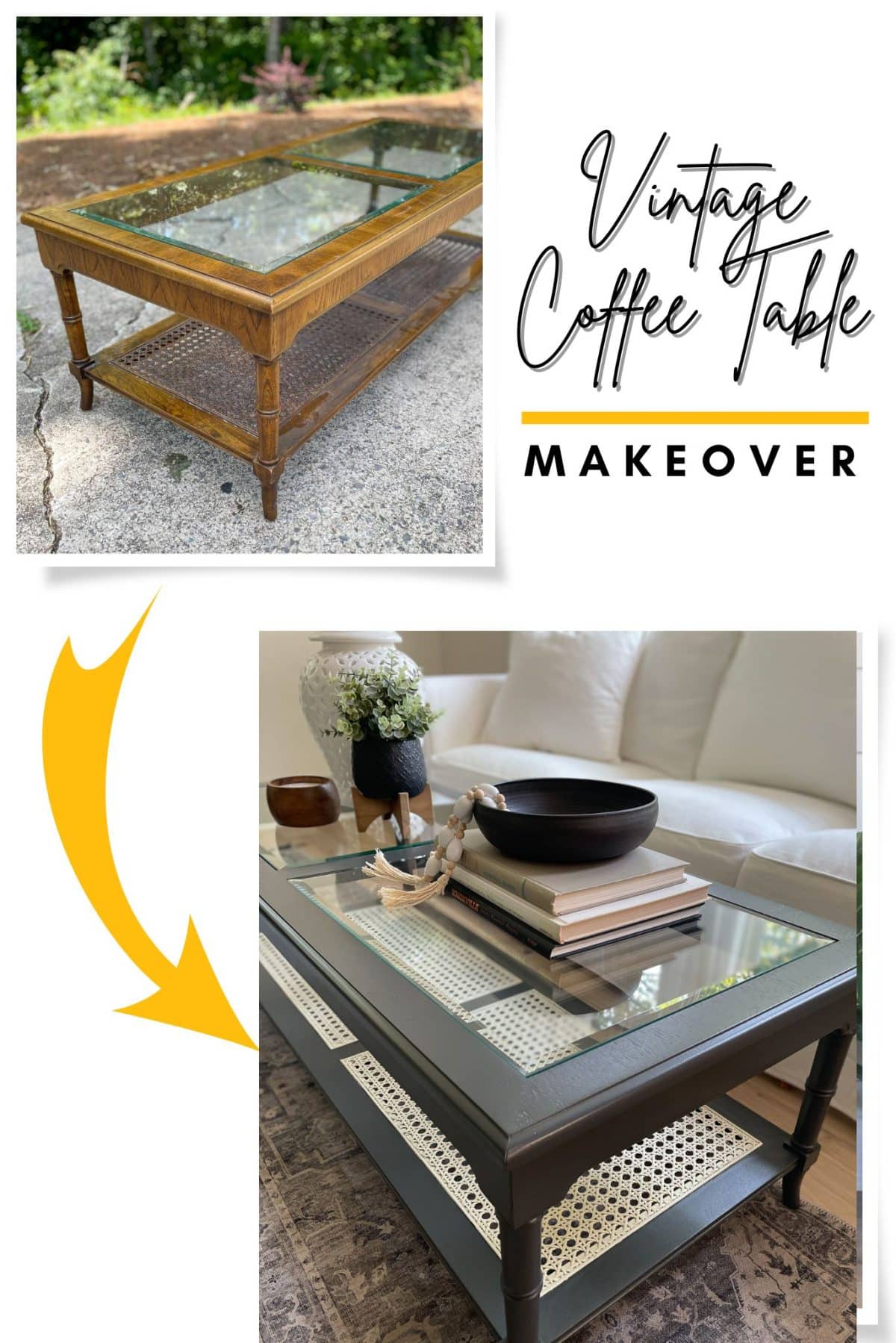 before and after pic of coffee table